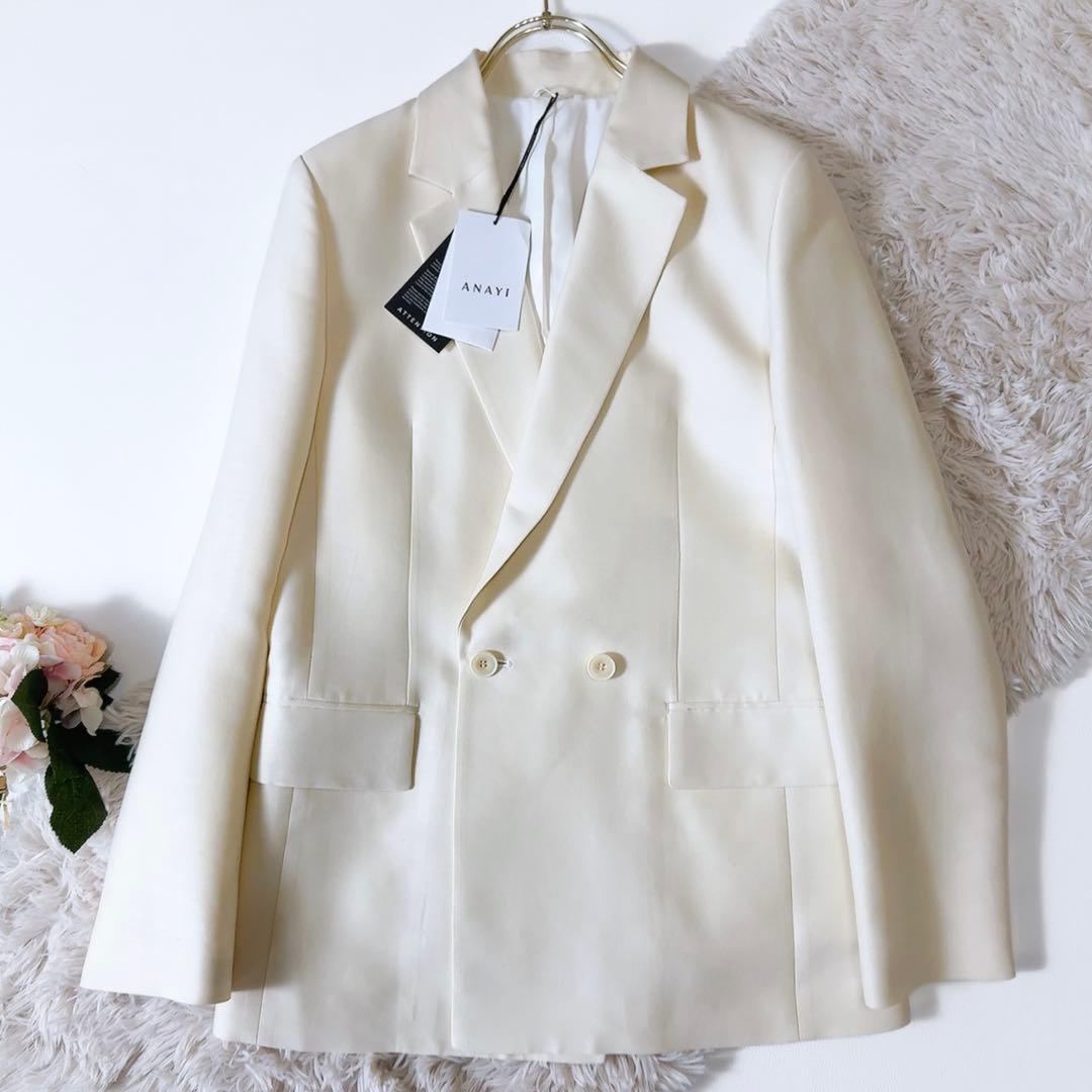 新品タグ付ꕥアナイ ウールシルクダブルテーラードジャケット 上品 日本製 M