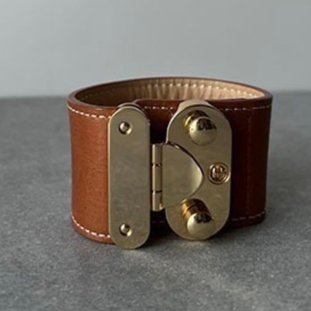 ANIECA ブラウン バングル ゴールド金具　牛革