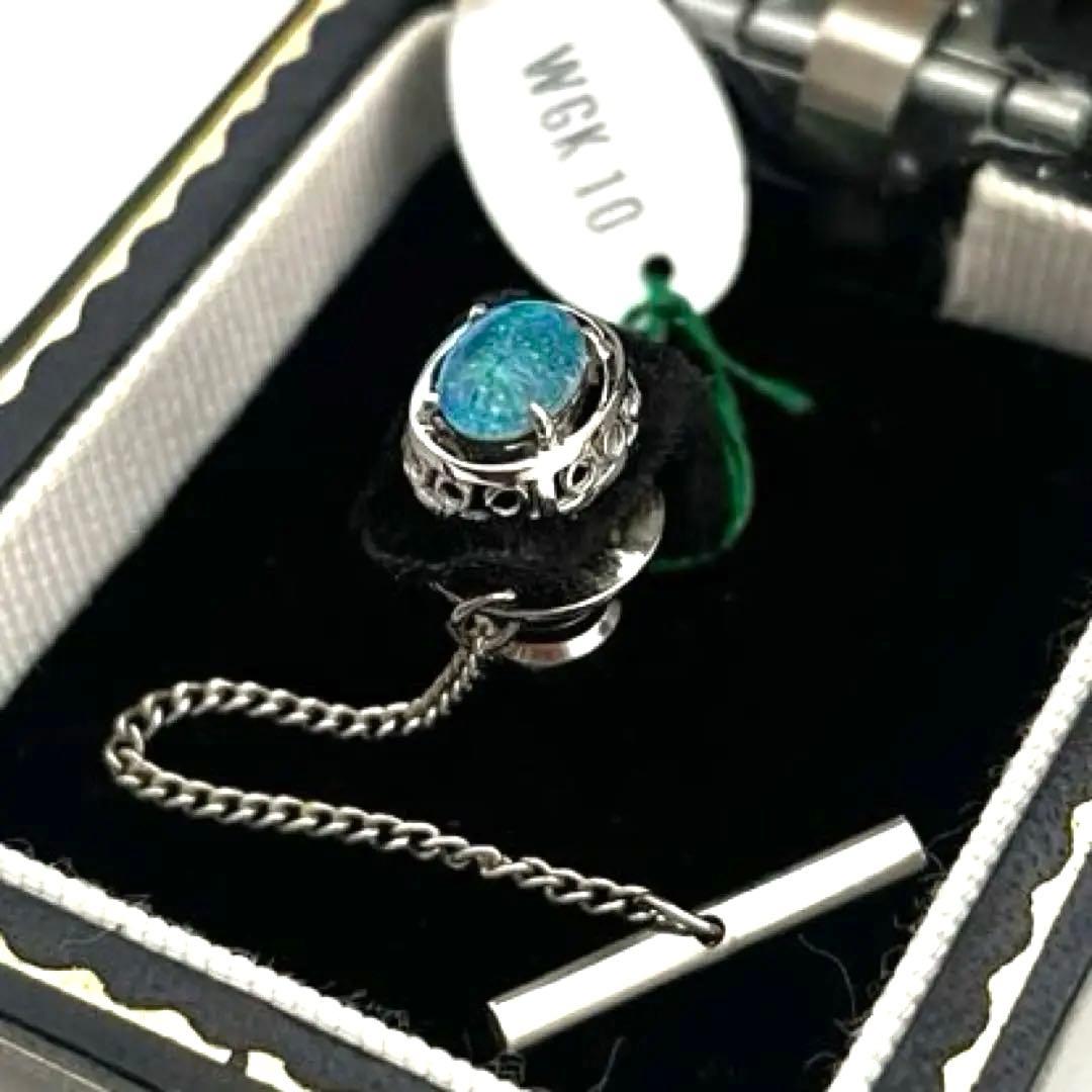 ネクタイピン　タイタックピン 　 ホワイトゴールド　10金　K10 アンティーク