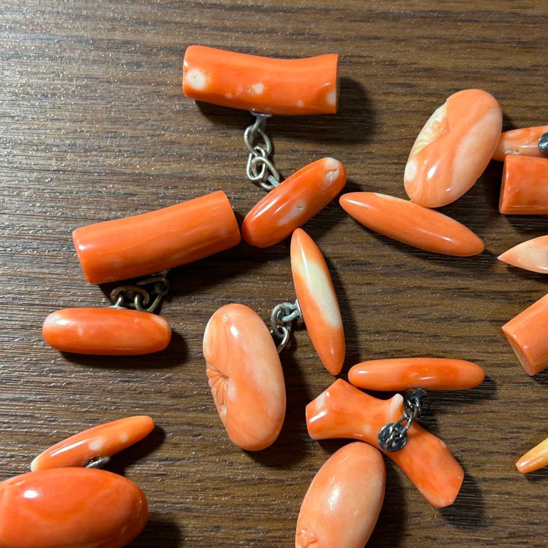 M*石様 サンゴ カフス まとめ 珊瑚 赤珊瑚 総重量57g 希少 コーラル 花