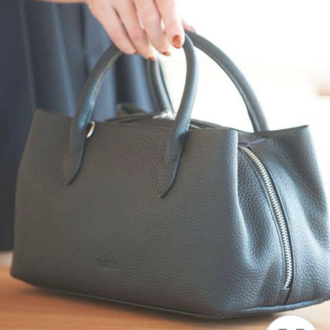 新品【BARCOS/バルコス】シュリンクレザー3層ハンドバッグ