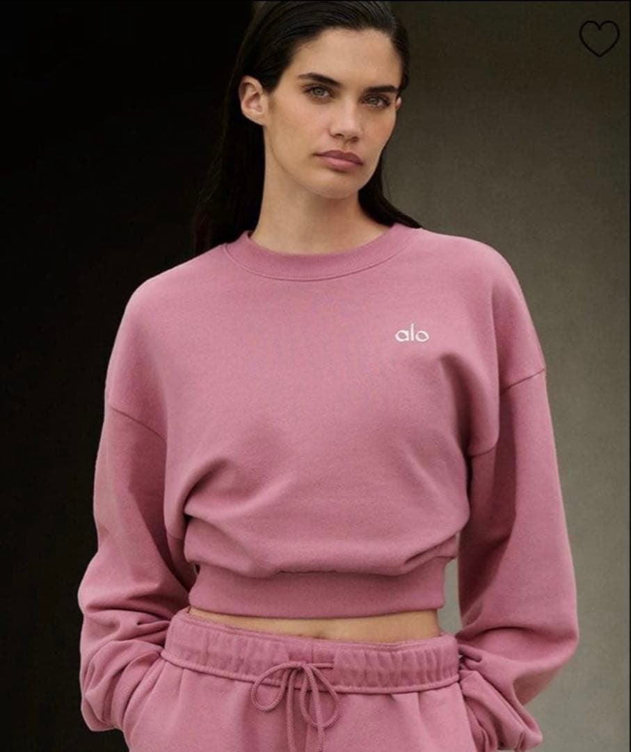 新品 Alo クロップドスウェット　ピンク