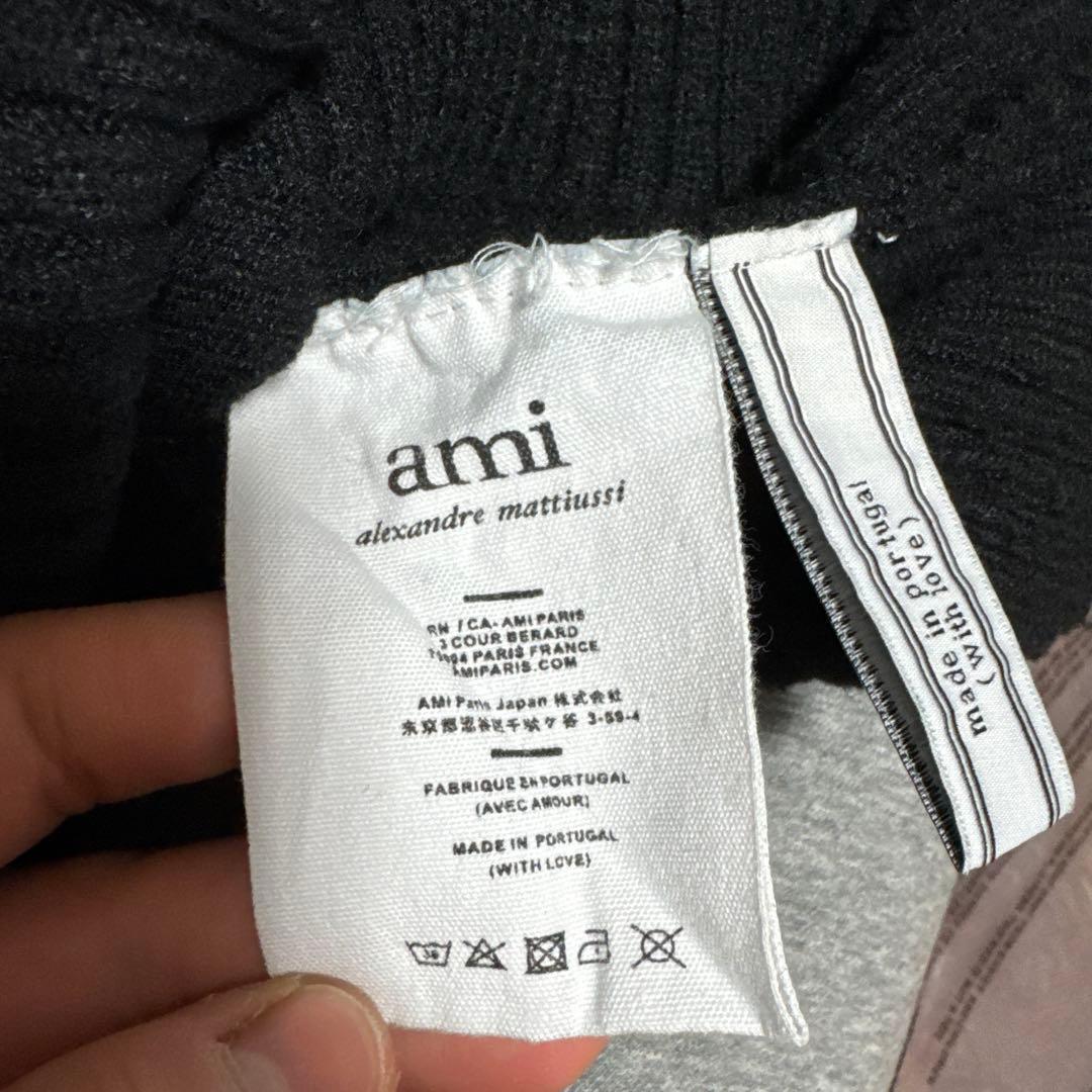 ami 黒 ニットセーター ハート刺繍