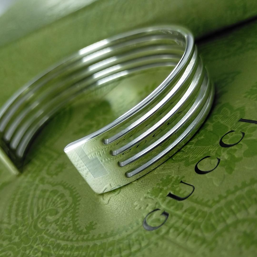 ★SALE★【GUCCI】5連　オープン　ライン　カフ　バングル　1424
