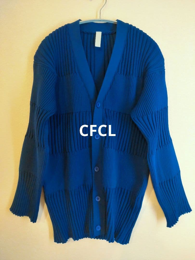 CFCL ブルー リブ編み カーディガン