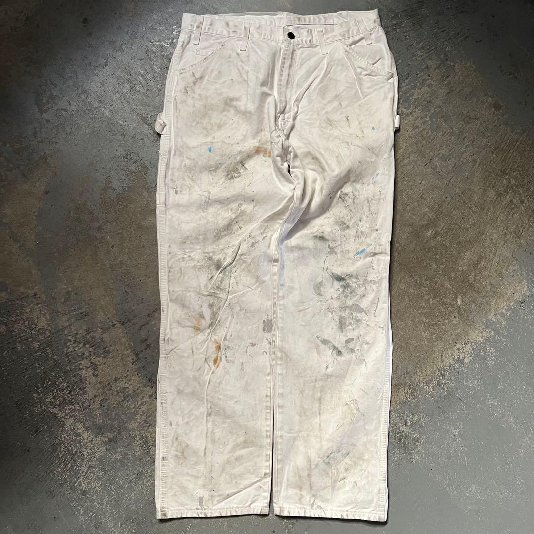 DICKIES ペンキ グランジ ホワイト ペインターパンツ W35