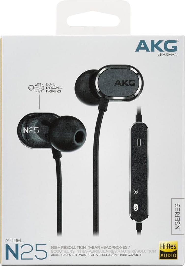 AKG N25 イヤホン カナル型/ハイレゾ対応 ブラック （新品.未開封)