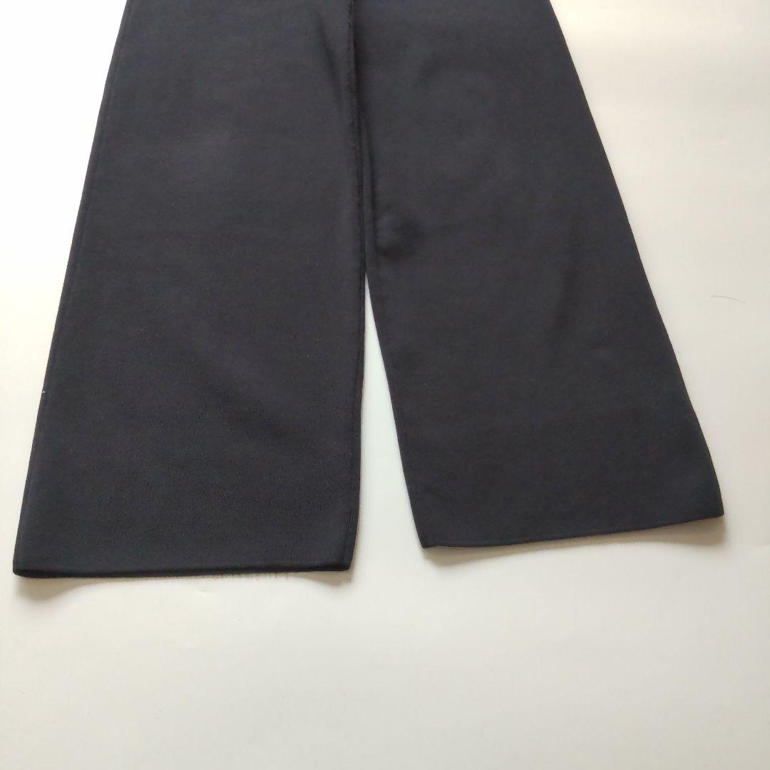 美品 24SS エブール コットンシルク ストレート ニットパンツ ネイビー36