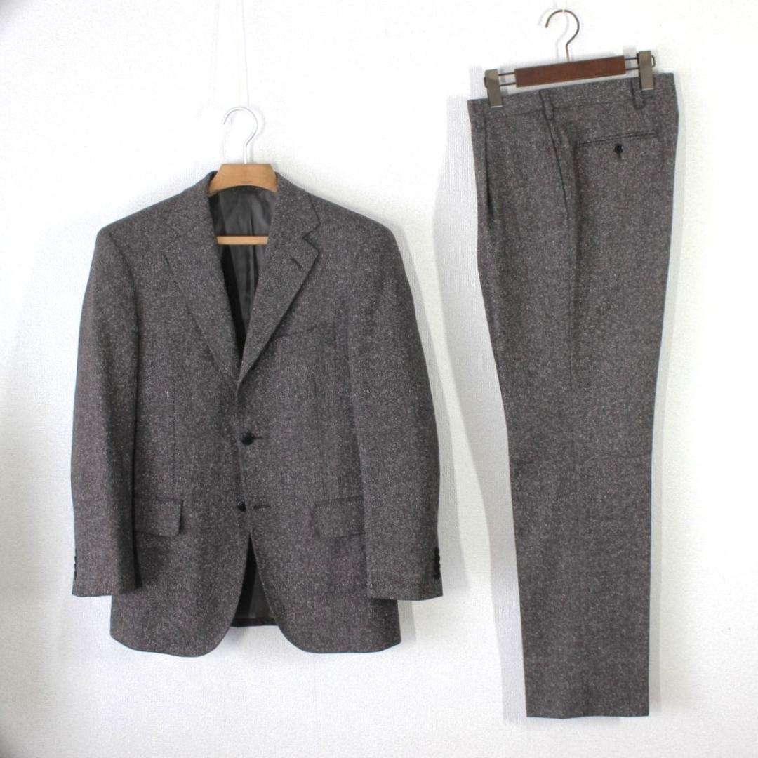 54【新品同様】ニューヨーカー スーツ YA5 メンズ ネップ入りツイード 秋冬