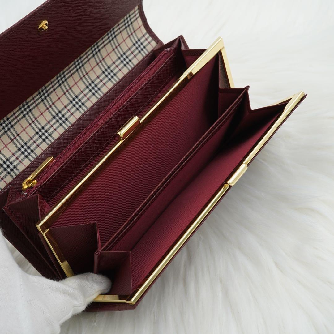 未使用品　箱付き　BURBREEY LONDON 長財布　ノバチェック　ボルドー