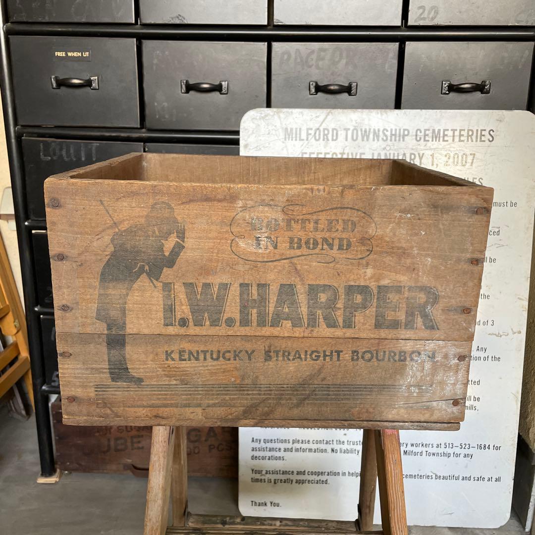 I.W.HARPER ヴィンテージ 木箱 wooden box ウッドボックス