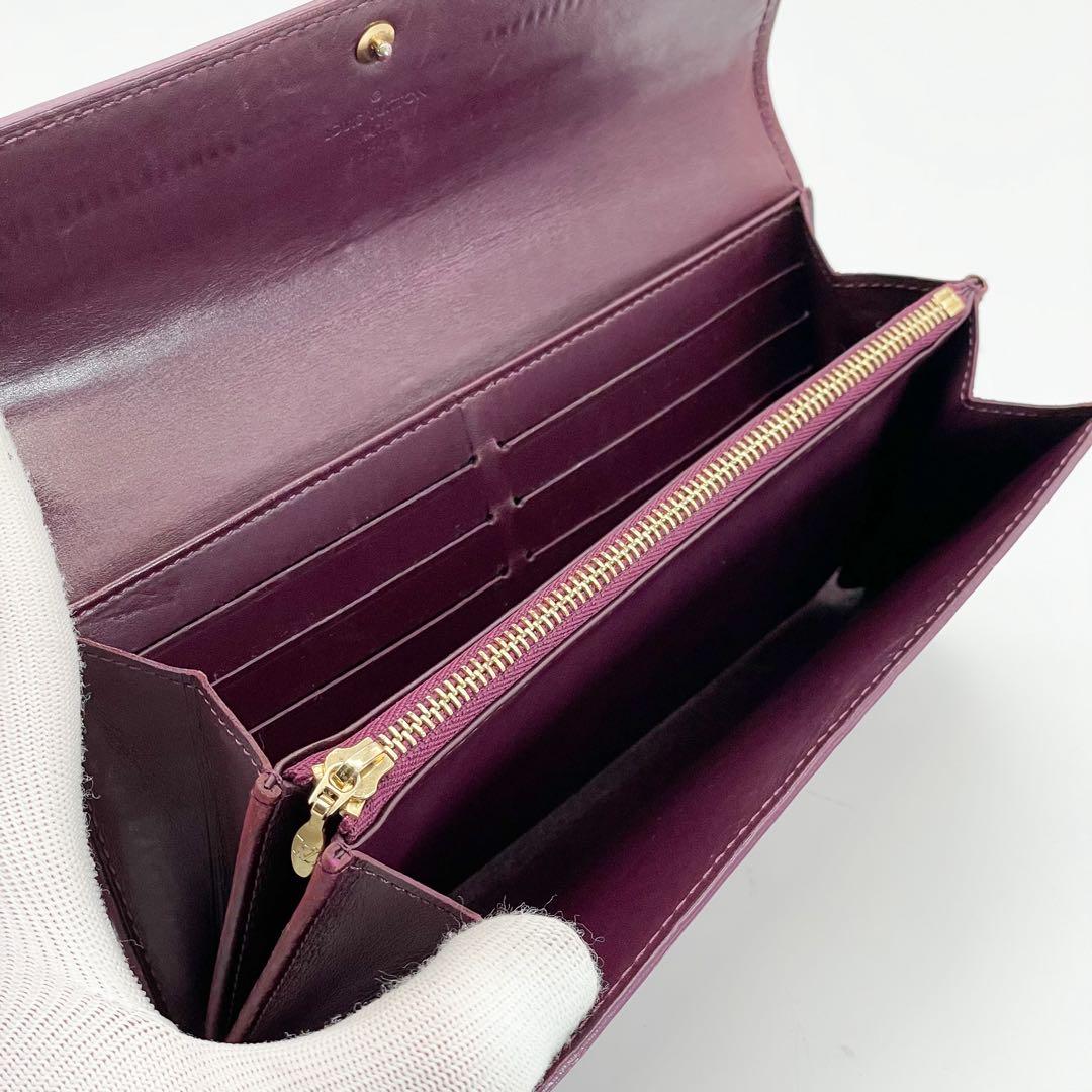 ルイヴィトン　ポルトフォイユ　サラ　ヴェルニ　モノグラム　パープル　長財布