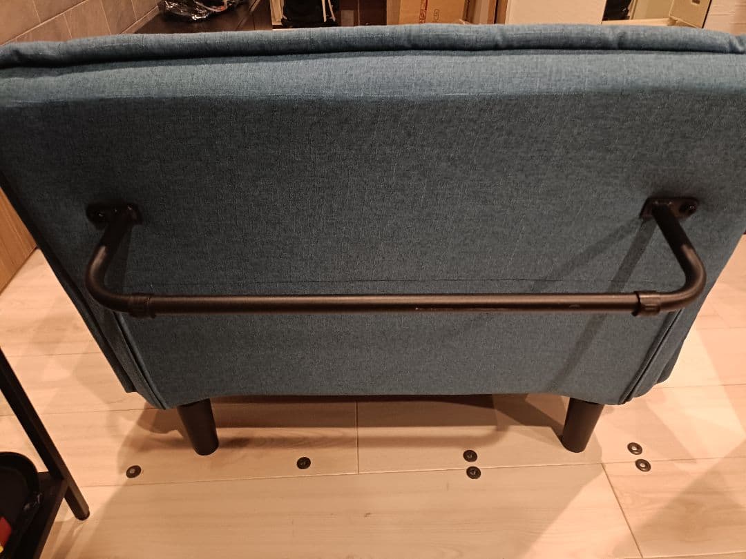 ダークブルー ソファベッド 付属クッション付き