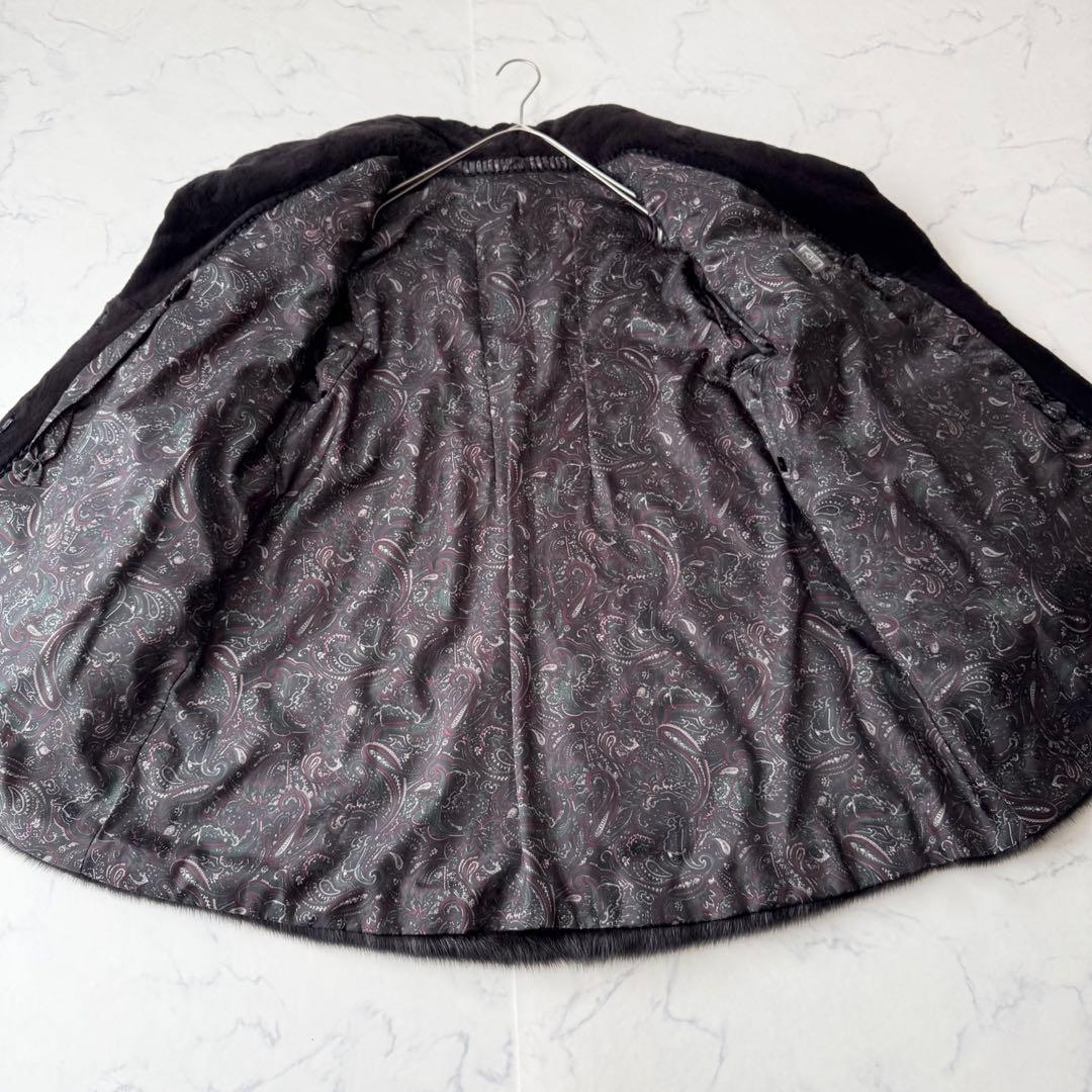 美品✨ サガミンク ミンクファーコート 本毛皮 裾デザイン 毛並み良好 ハーフ丈