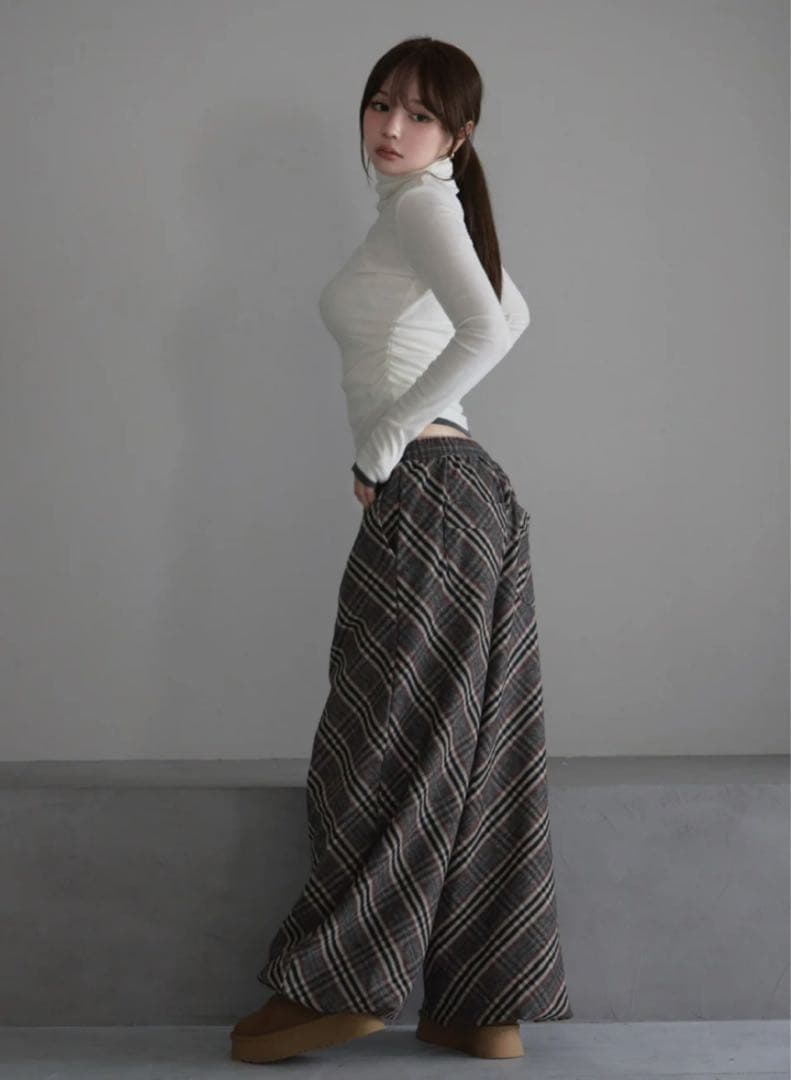 ANDMARY☆Monica check loose pants 美品