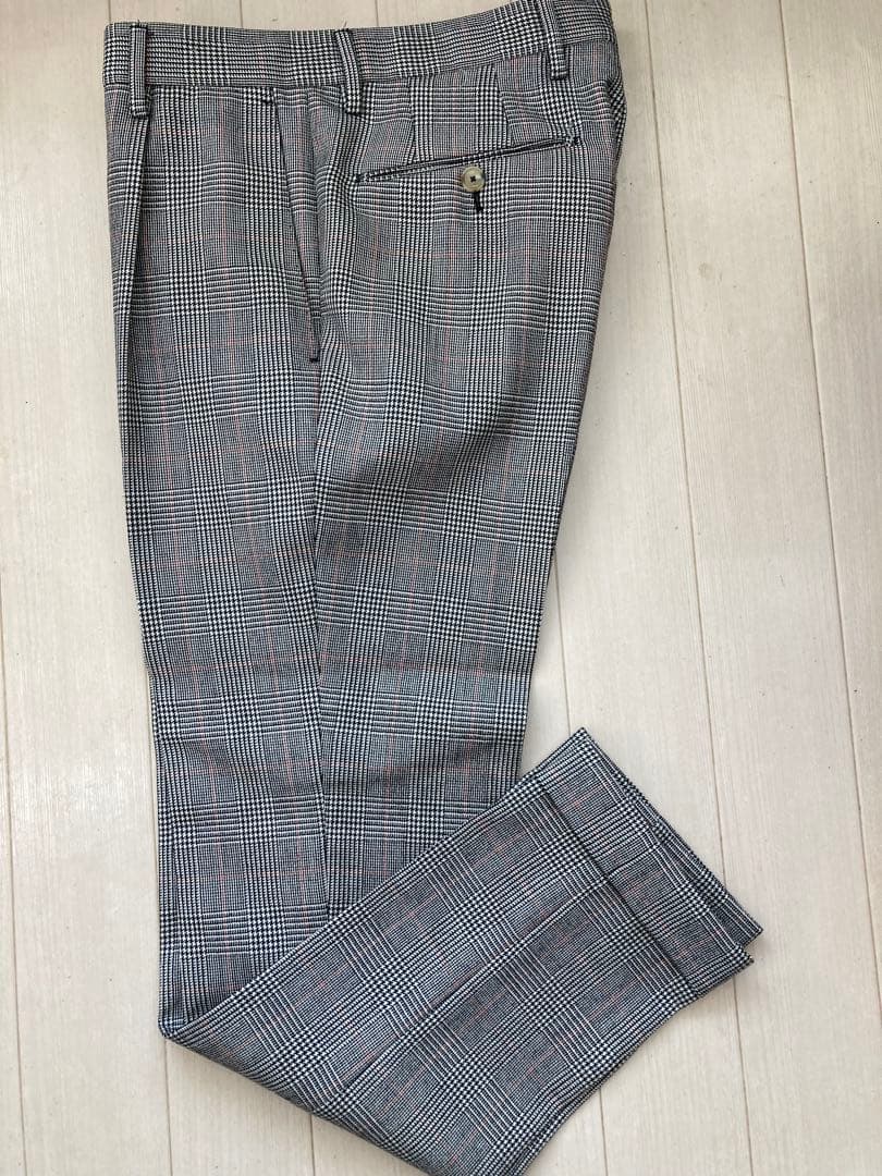 PT01 DRAPERグレンチェック 1プリーツ スラックス　秋冬