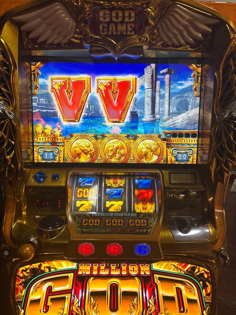 【なー送料無料】名機！ミリオンゴッド 神々の凱旋 ユニバーサル 不要機付