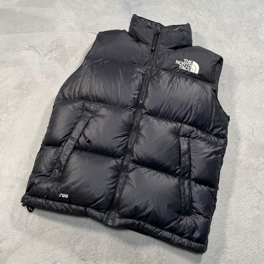 ザノースフェイス　ヌプシ　センターロゴ　ダウンベスト　ブラック　S