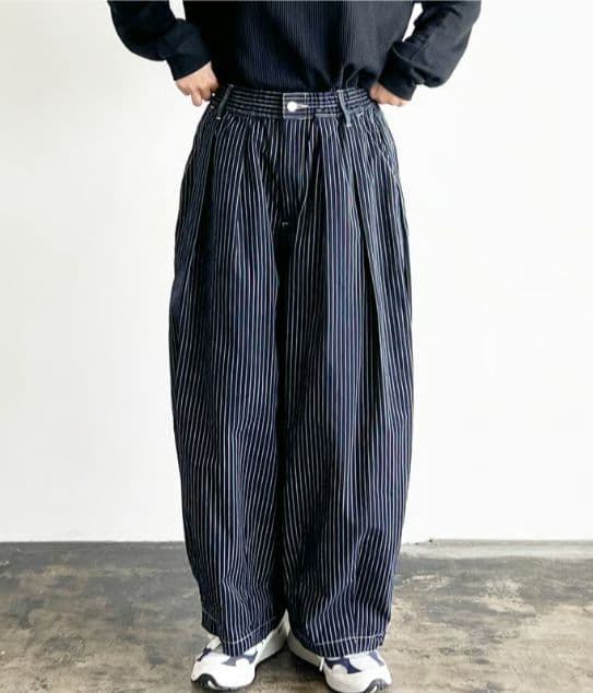 新品　 HARVESTY ハーベスティ ペンシルストライプ サーカスパンツ