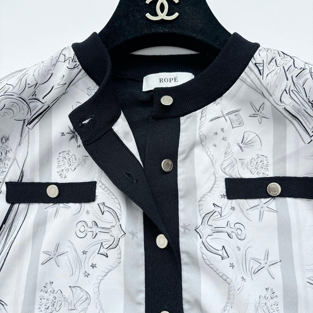 美品✧ロペ YUKO SAEKI 2025スカーフ柄プリントカーディガンブラウス