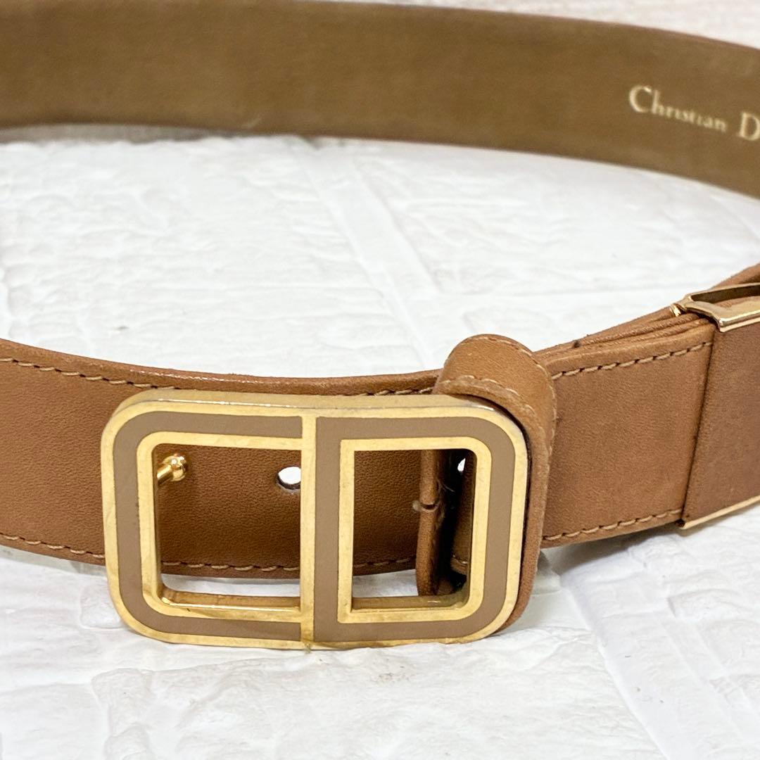 希少　Christian Dior ディオール ベルト　CDバックル　キャメル
