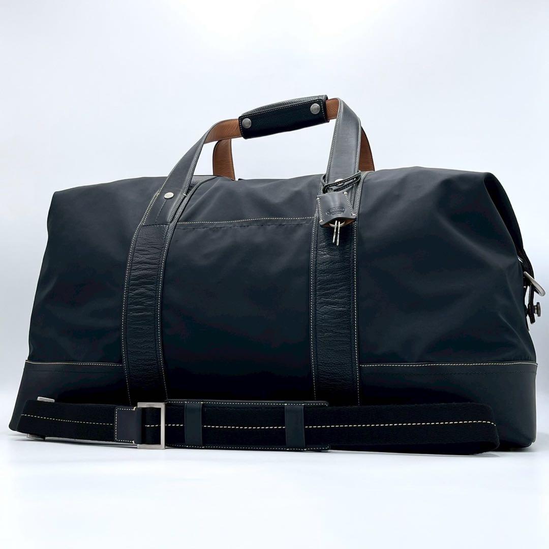 COACH コーチ ボストンバッグ 2way 大容量 ナイロン レザー 黒