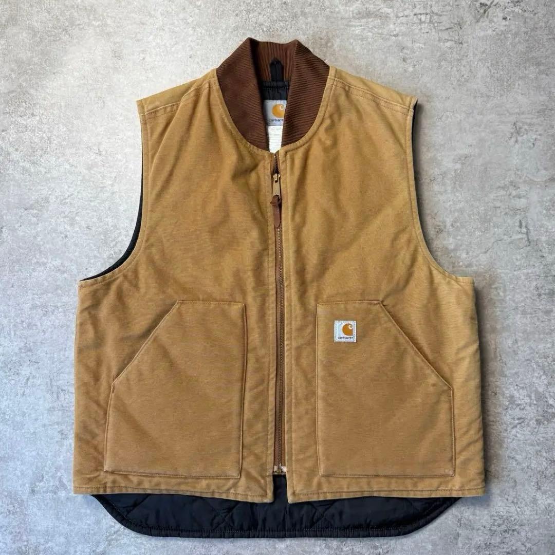 希少■carhartt カーハート【L】ダックベスト 雰囲気◎ブラウン フェード