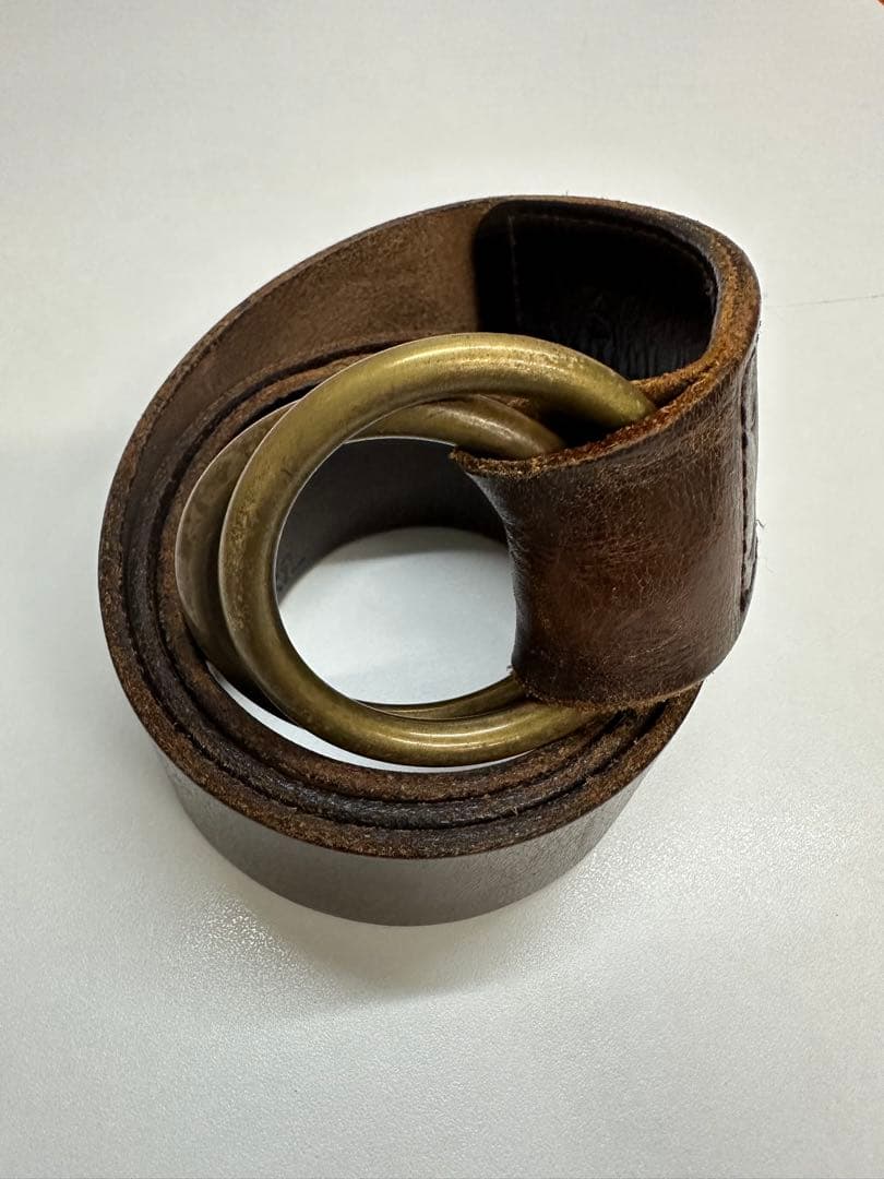 RRL ダブルアールエル　ブラウンレザーリングバックルベルト34