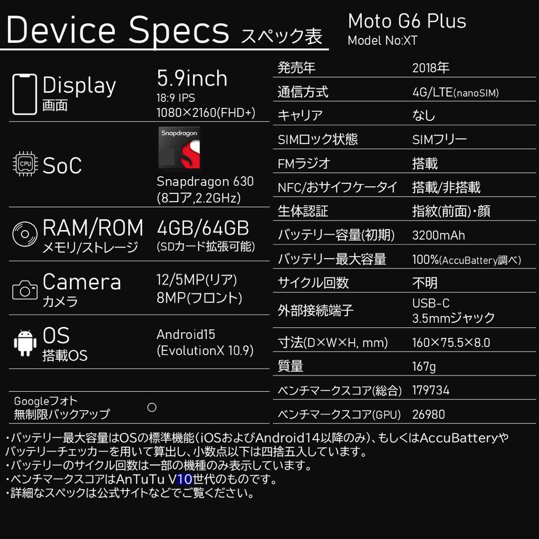 【Android15】Moto G6 Plus SIMフリー