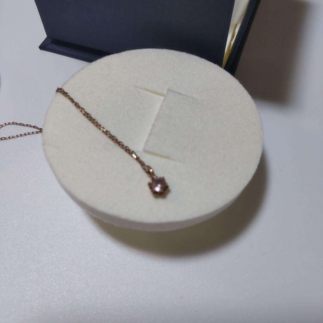 4℃ ピンクゴールド 一粒ストーン ネックレス