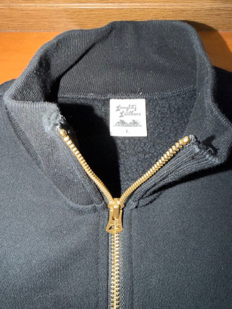 ★ラングリッツレザー ハーフジップスウェット LLC-010 ブラック L 美品