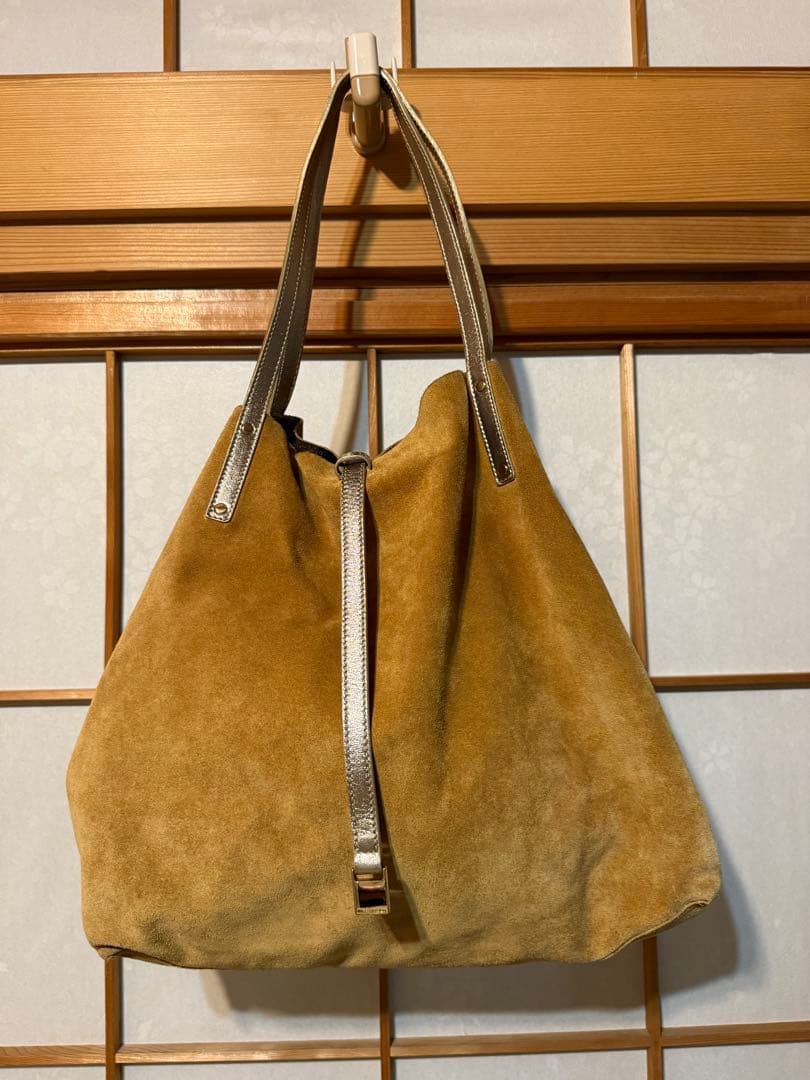 ティファニー　リバーシブル ベージュ スエード トートバッグ