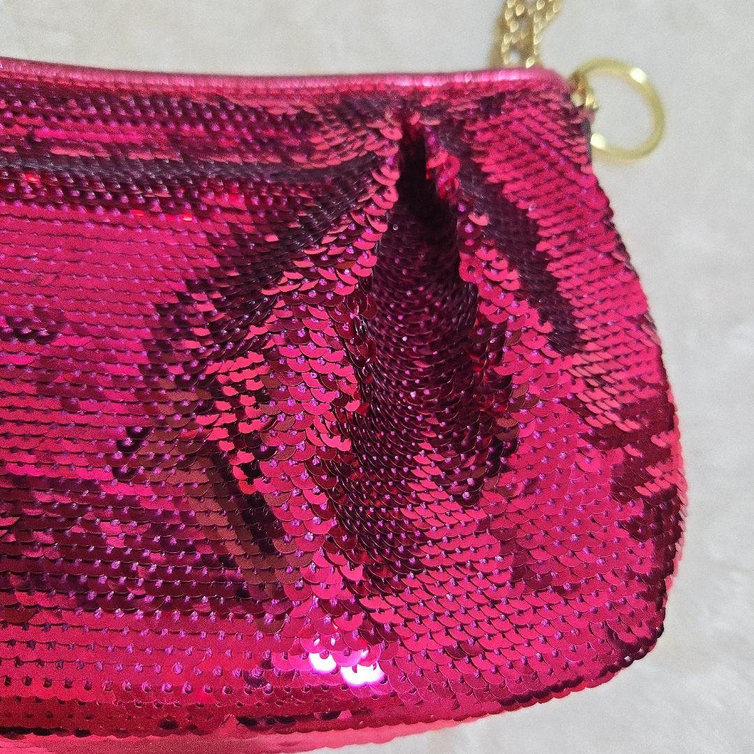 COACH コーチ スパンコール パーティーバッグ アクセサリーポーチ ピンク