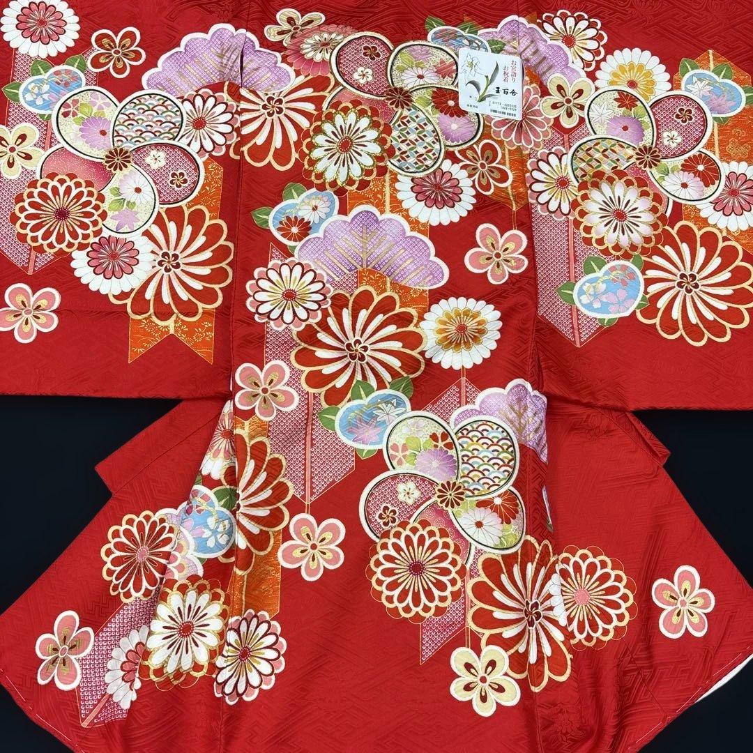 マココ新品正絹産着お祝着高級京友禅伝統染特選古典多色染に豪華刺繍入梅四季花